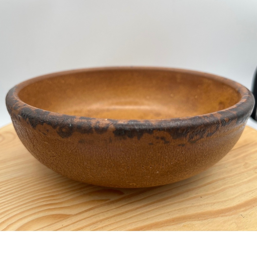 Vintage McCoy Pottery 1413 Brown Speckled Drip Rim Bowls Set 2 USA Canyon Mesa